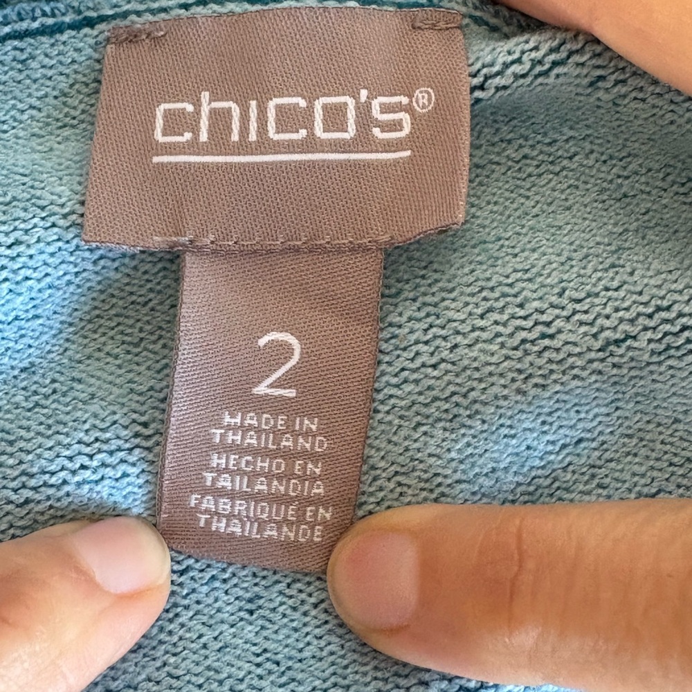 Chico's Teal Crew Neck Sweater - Picture 4 of 5